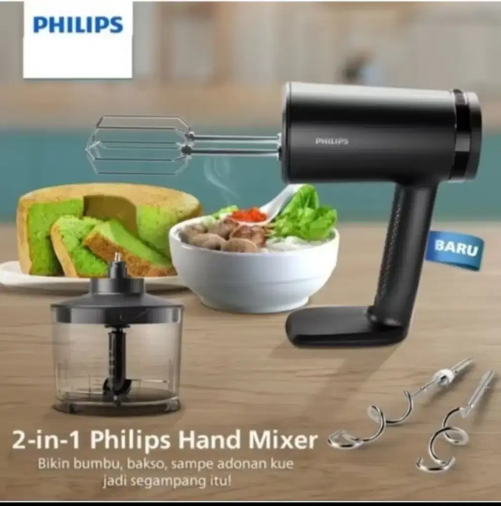 PHILIPS HR 3781/30  5000 SERIES 300 W -2 IN 1 MIXER DAN CHOPPER HITAM
