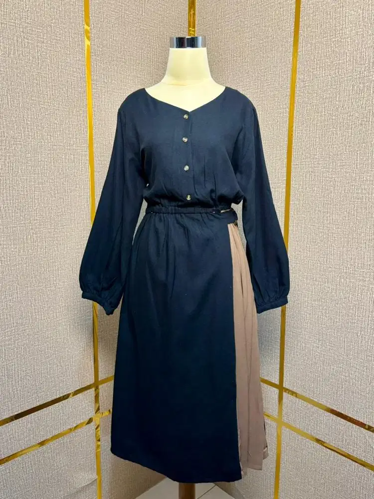 Dress Elegant Hitam Coklat