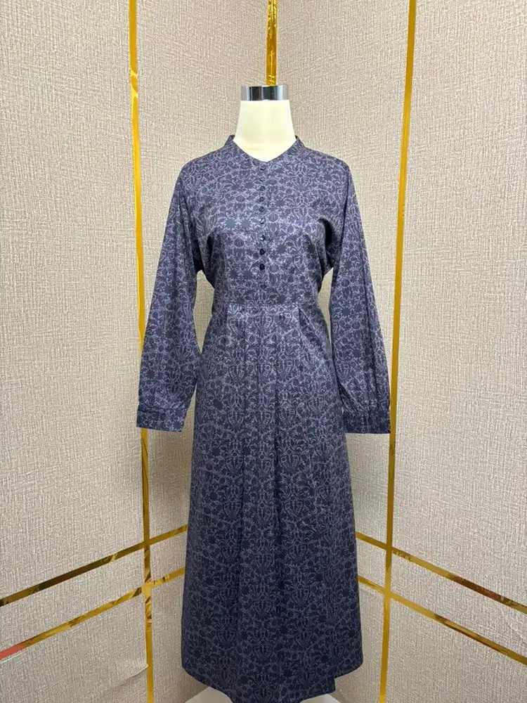 Dress Ungu Gelap Corak Batik