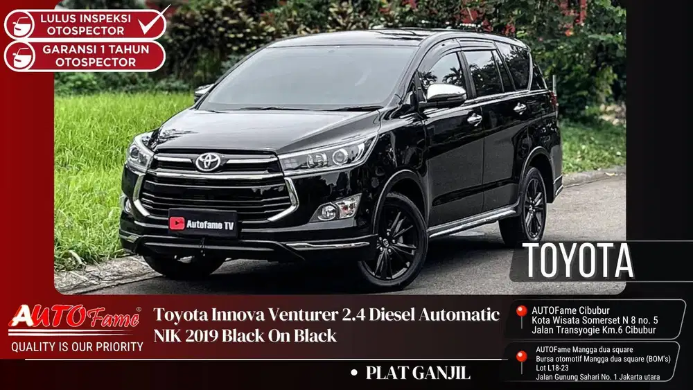 Toyota Innova Venturer 2.4 Diesel Automatic NIK 2019 Black On Black