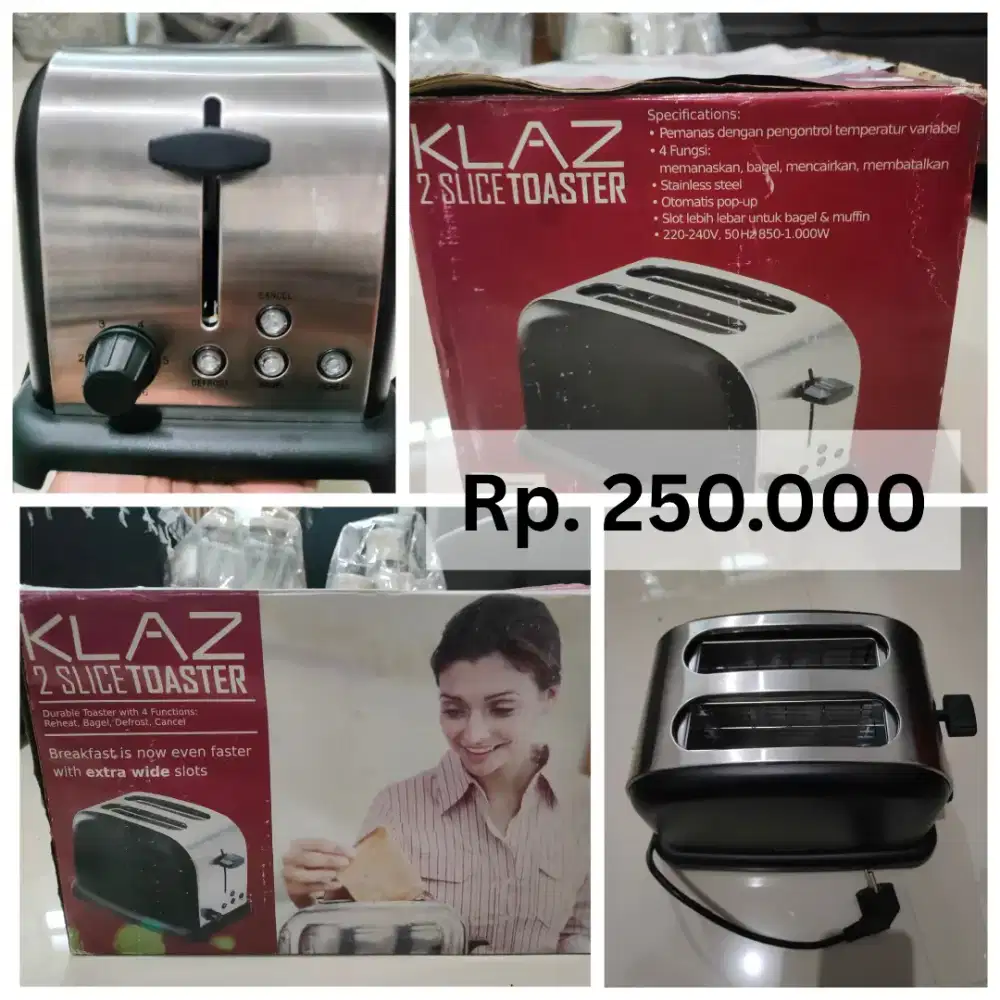 KLaz 2 Slice Toaster - Pemanggang Roti Stainless Steel