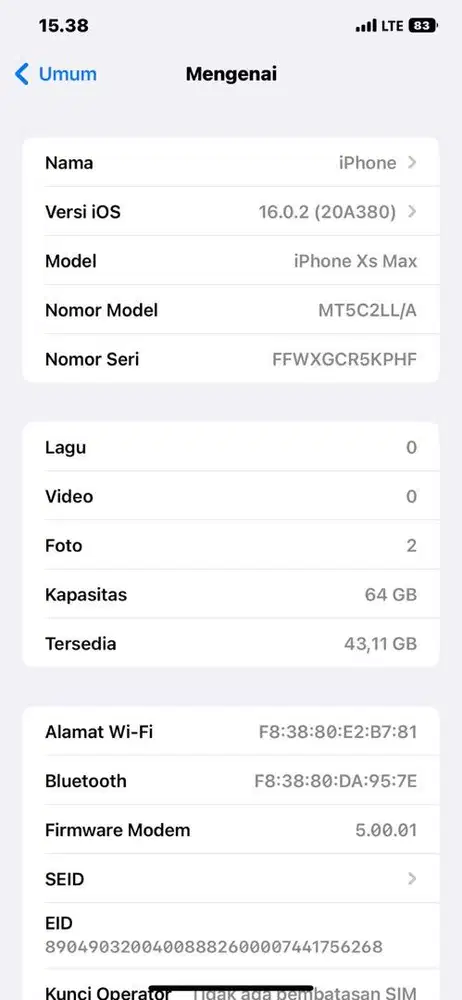 Iphone xs max 64gb fullset mulus