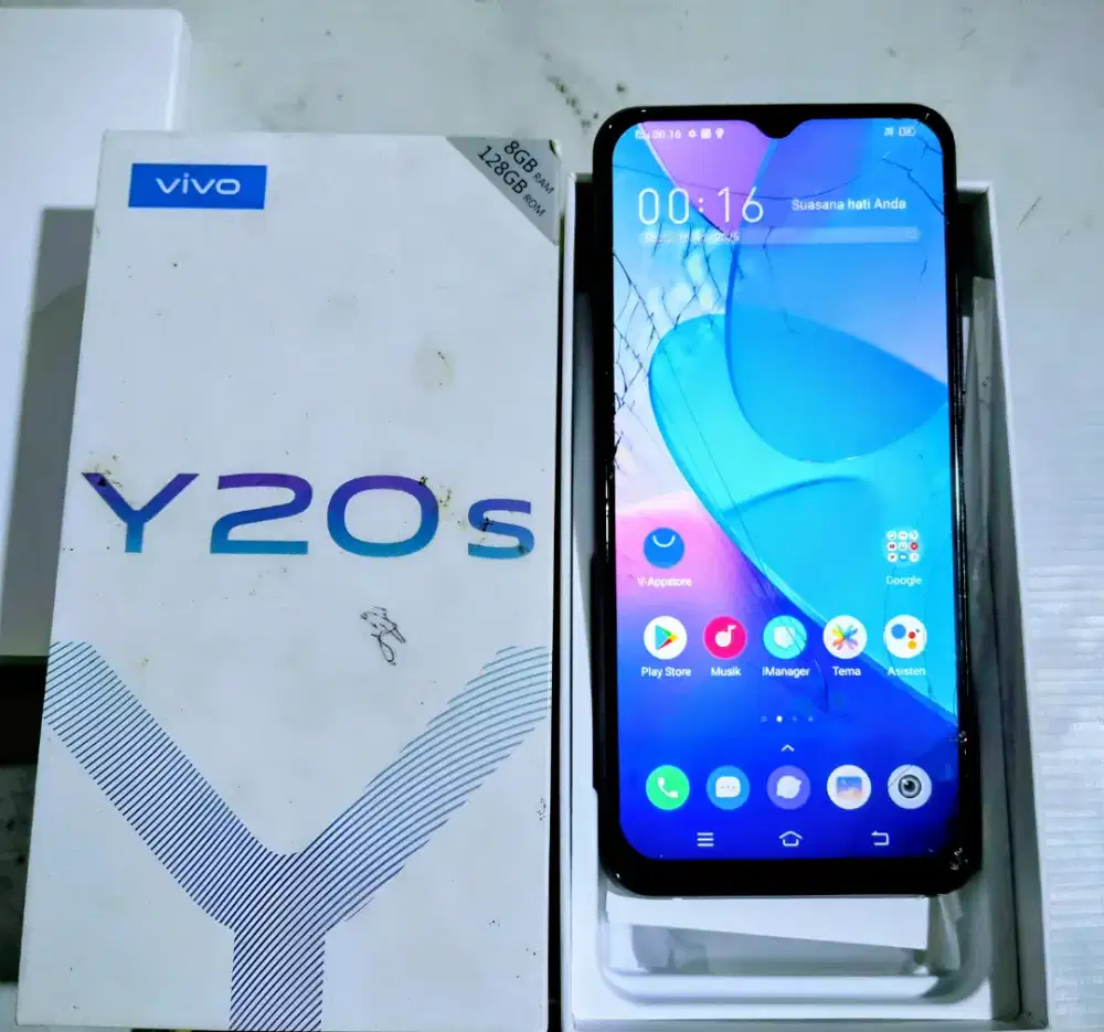 vivo y20s 8/128 retak sentuh normal hp+dus