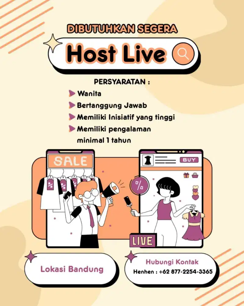Loker host live di butuhkan segera