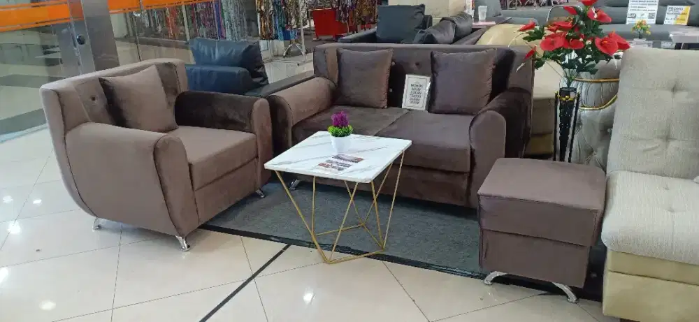Sofa 21+stool bahan bludru