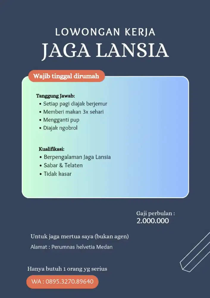 Lowongan Kerja Jaga Lansia