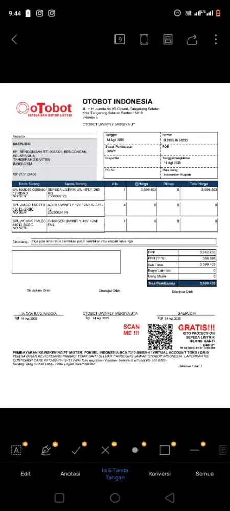 Dijual BU sepeda listrik uwinfly d65