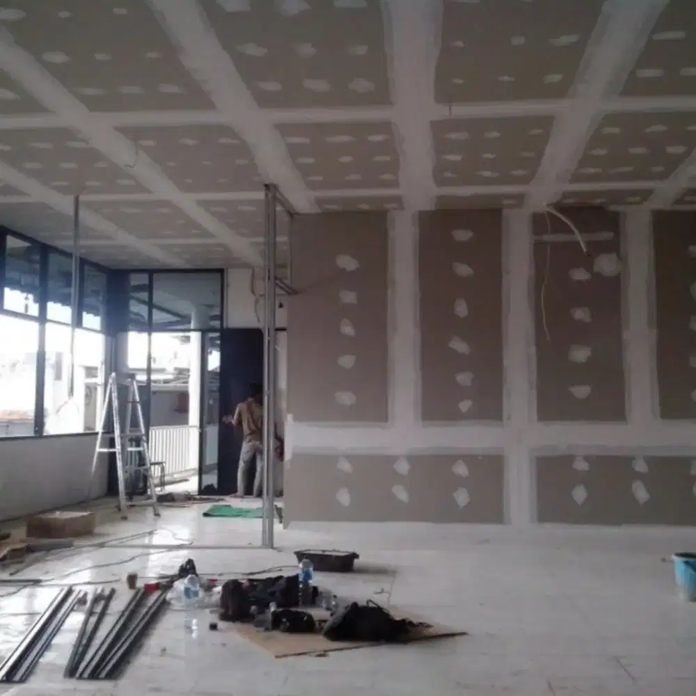 Pasang baja ringan pasang sekat partisi plafon PVC GRC renovasi rumah