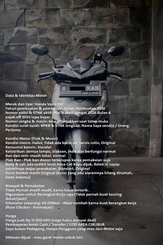 Honda vario 150cc Tahun 2016