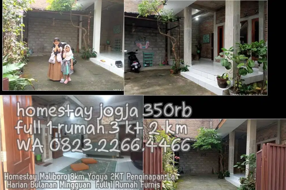 Homestay Maliboro 8km Yogya 2KT Penginapan La Harian Bulanan Mingguan