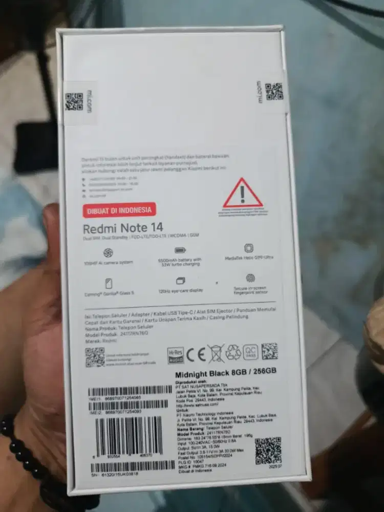 DI JUAL HP  BARU REDMI NOTE 14 RAM 8/256 WARNA HITAM