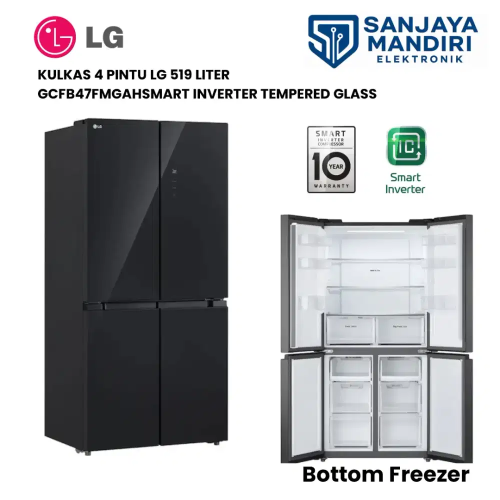 LG Kulkas MULTIDOOR 4 PINTU INVERTER - 519 Liter  GCFB47FMGAH AIRFLOW