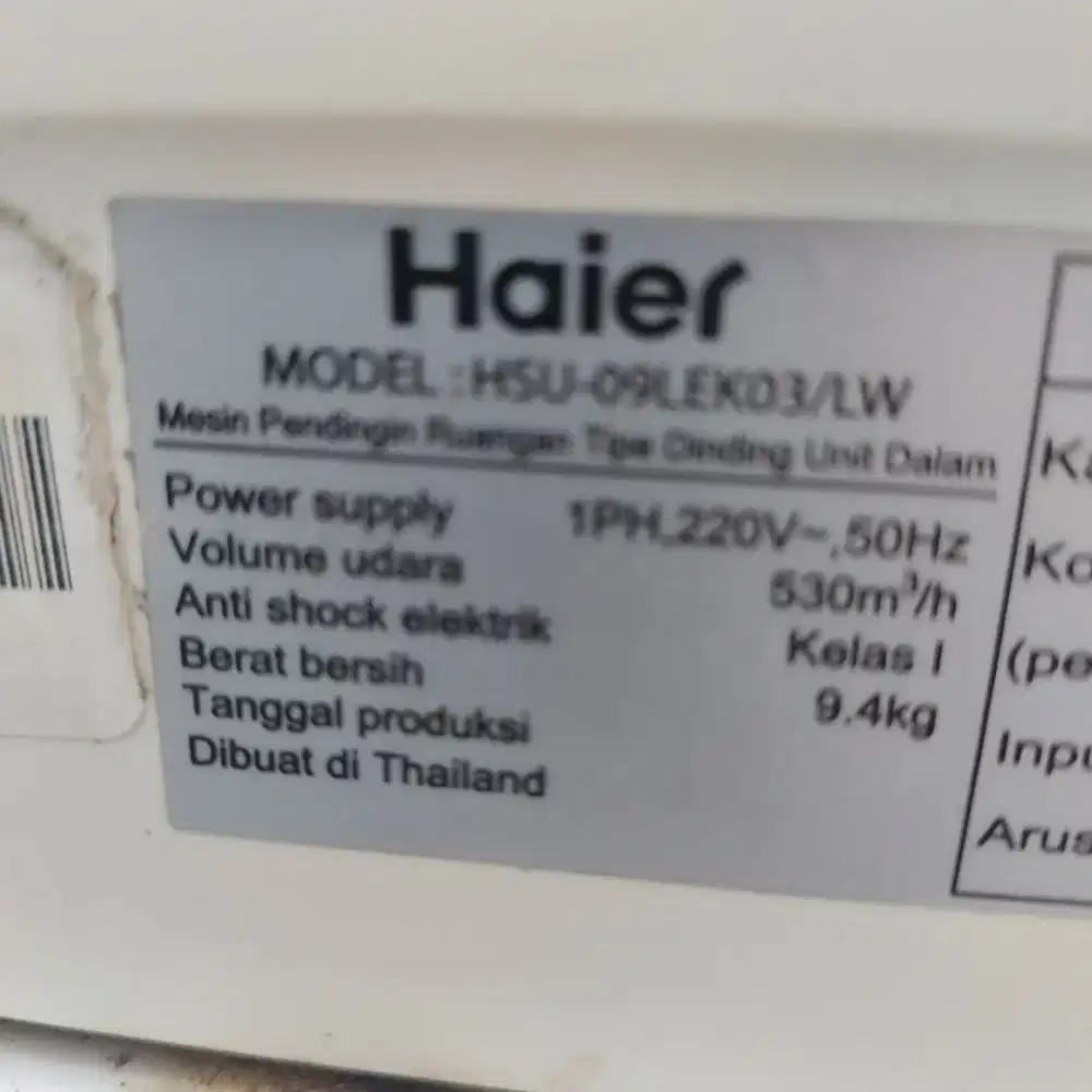 Ac Haier thailand 1pK komplit