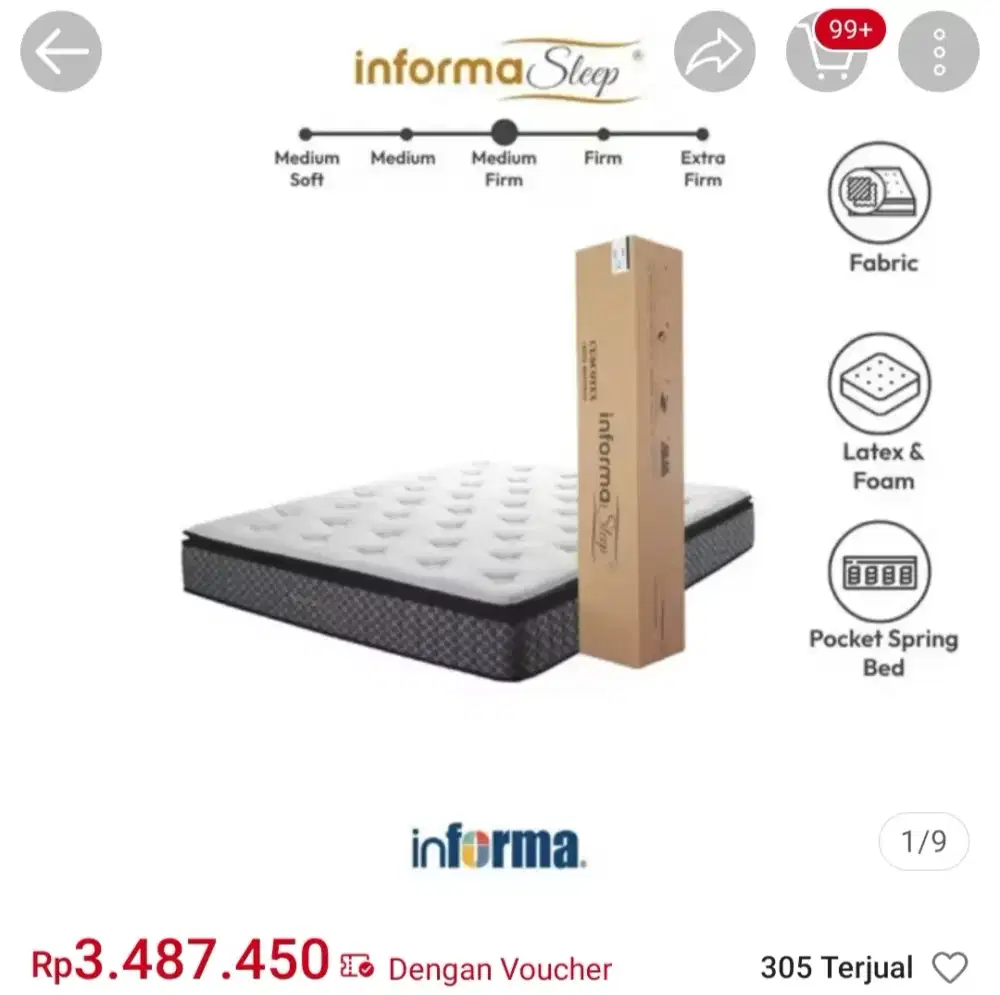 KASUR + DIPAN + HEADBOARD MEREK INFORMA