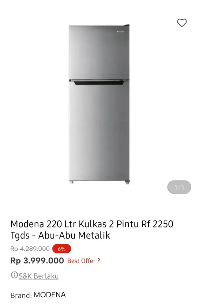 Modena kulkas 2 pintu