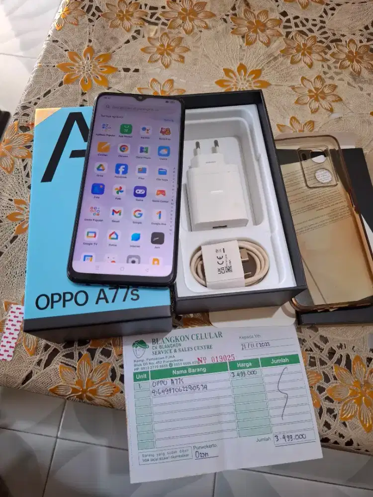Oppo a77s ram 8/128 original Fullset siap pakai