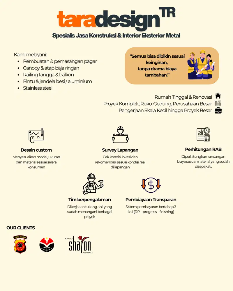 Jasa Pembuatan dan Pemasangan Pagar, Railing Tangga, Canopy, Stainless