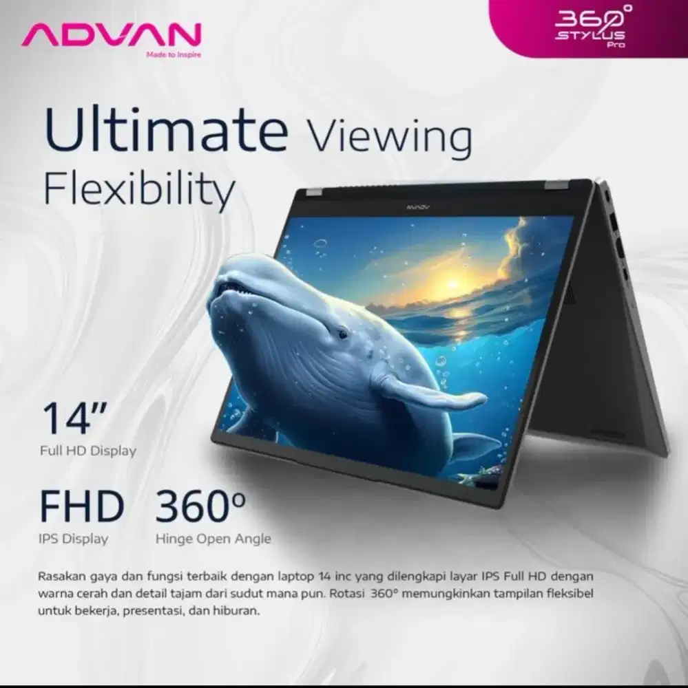 Laptop Advan 360 Layar Sentuh i5 256GB Unit only - COD Dirumah