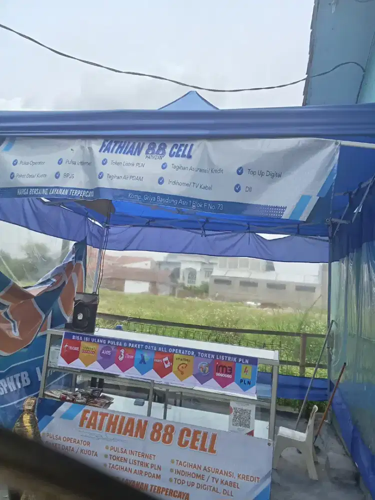 Jual tenda lipat 3x3 lengkap tutup pinggir transoaran