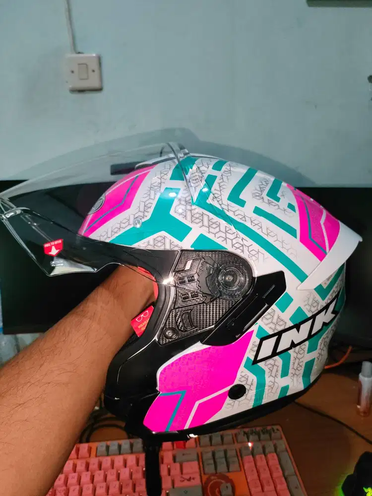 HELM INK TERRA 2 WHITE FUXIA (WARNA LANGKA) XXL