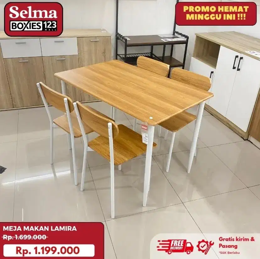 Meja makan 4 kursi murah selma