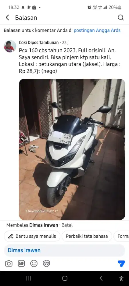Honda PCX 160 CBS tahun 2023
