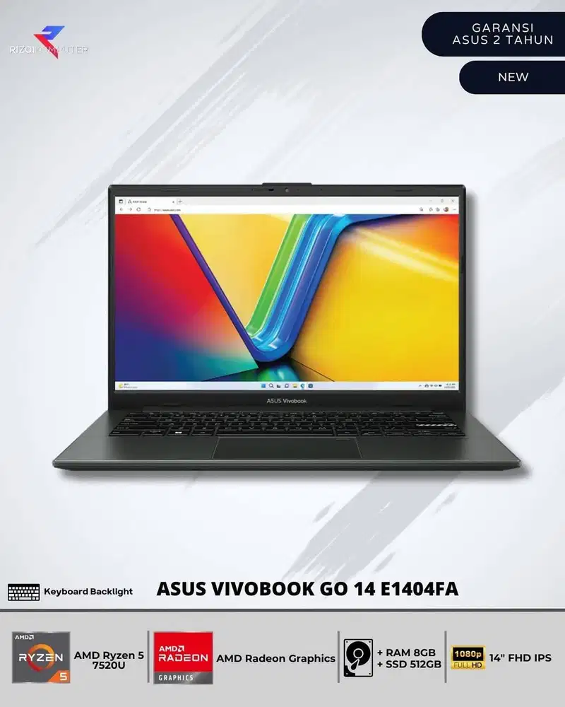 Asus VivoBook Go 14 E1404FA  AMD Ryzen 5 - 7520U Ram 8GB SSD 512GB