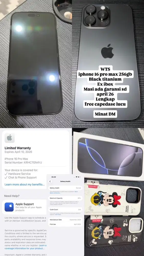 Iphone 16 promax 256gb black titanium ex ibox masi ada garansi