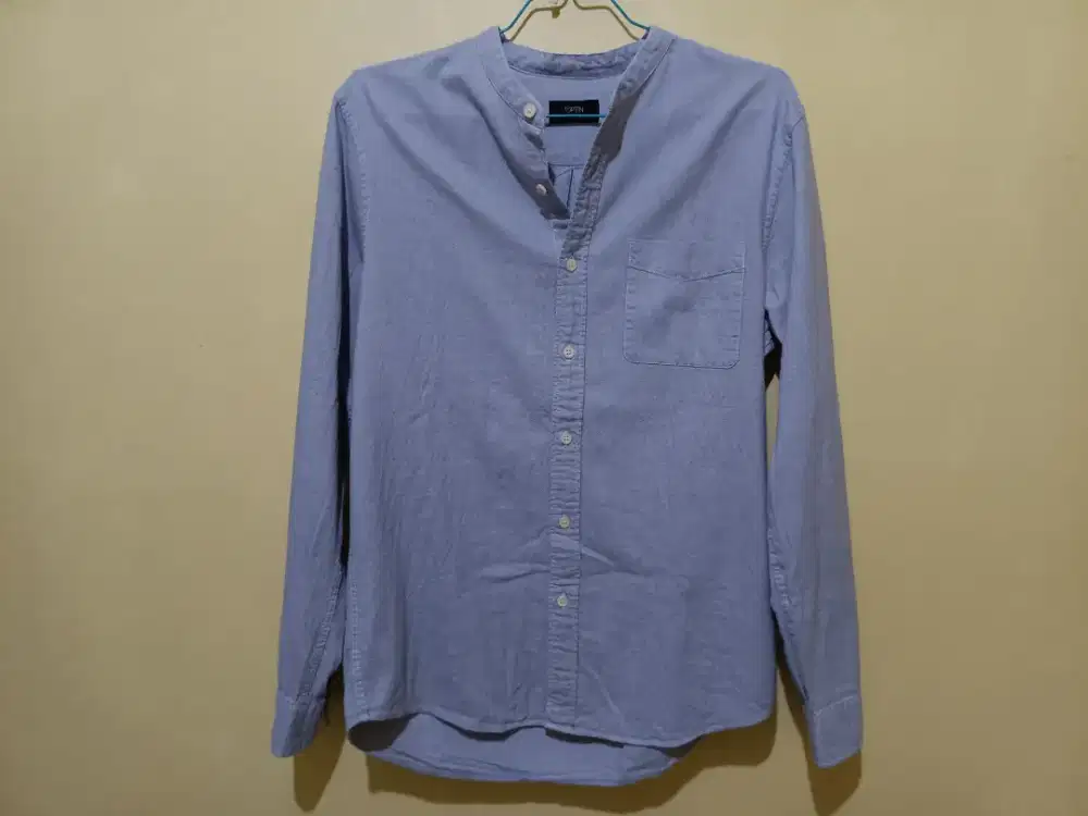Kemeja Topten 100, kerah sanghai warna biru, sz M to L