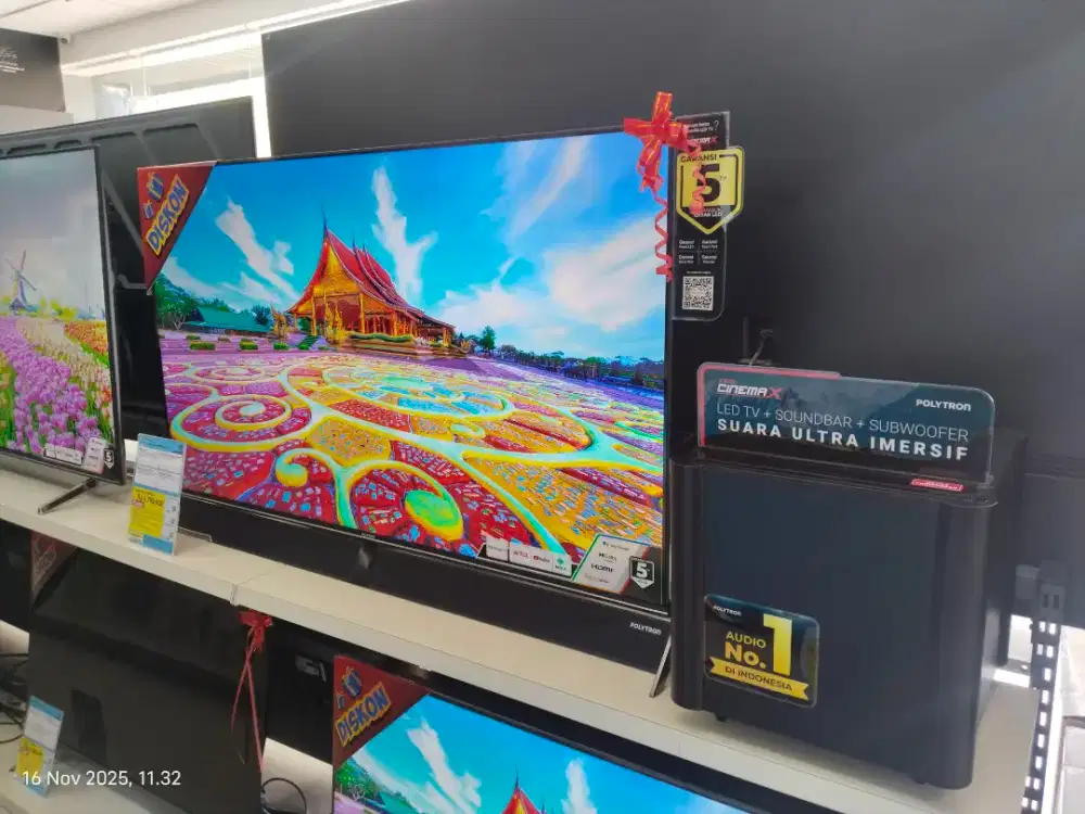 POLYTRON 50 INCH, GOOGLE TV, CICILAN TANPA DP, SYARAT CUKUP KTP