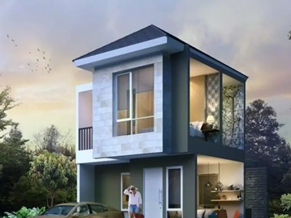 Rumah minimalis, bagus, depan rumah jalan deret lebar, di cluster Groove, Serpong Jaya.