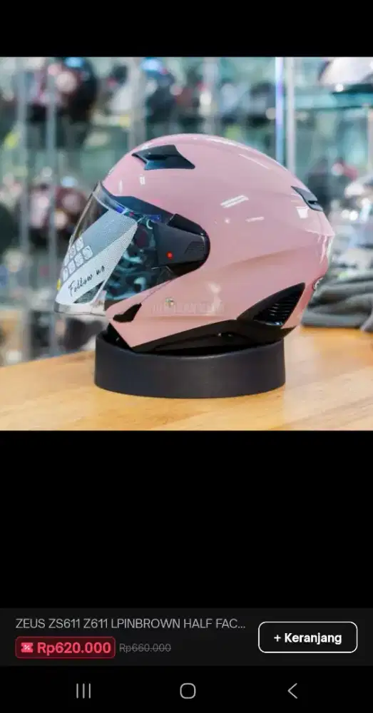 Helm Half Face Zeus ZS611 size XL Dusty Pink Brown