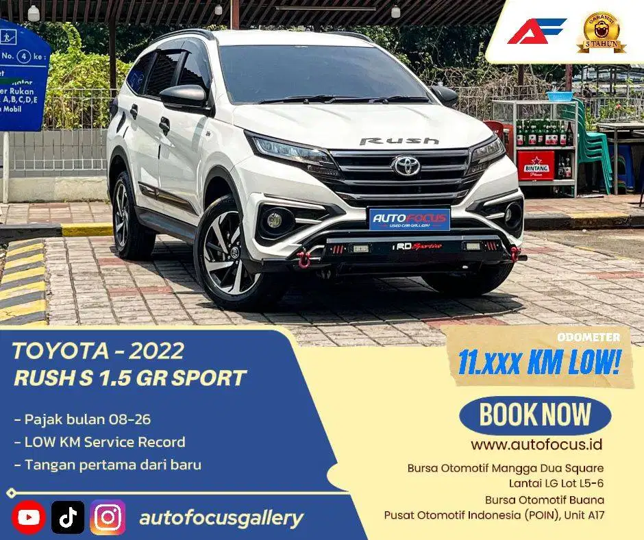 Pajak 2026 Toyota Rush S 1.5 GR Sport AT 2022 Putih Low Km 11rban ASLI
