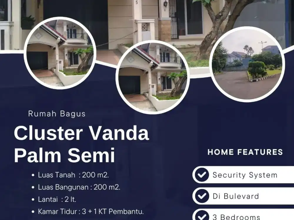 Rumah di Jalan Bulevard, Taman di depan rumah,  Cluster Vanda, Palm Semi , Karawaci, Kota Tangerang