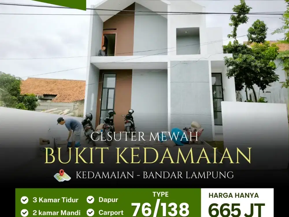 RUMAH 2 LANTAI KEDAMAIAN TANAH NYA LUAS HARGA PERDANA 1 UNIT TERAHIR