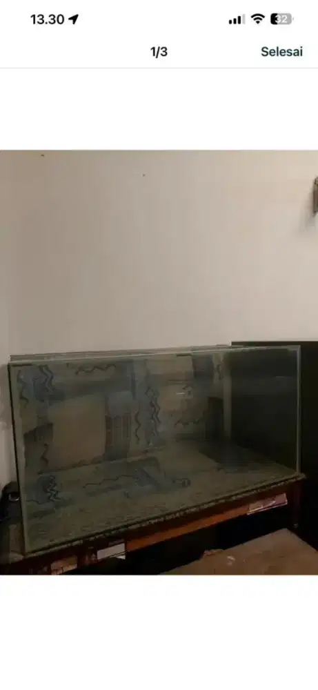 Aquarium bekas + meja kayu