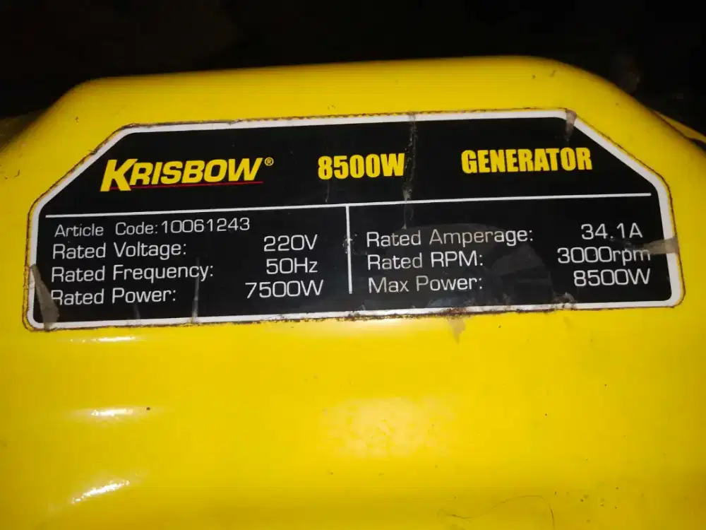 Genset Krisbow 8500 watt seperti baru