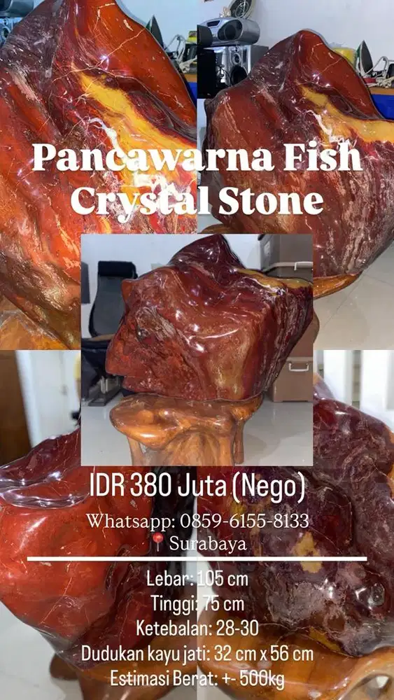 Pancawarna Fish Crystal Stone - Batu Pancawarna Model Ikan
