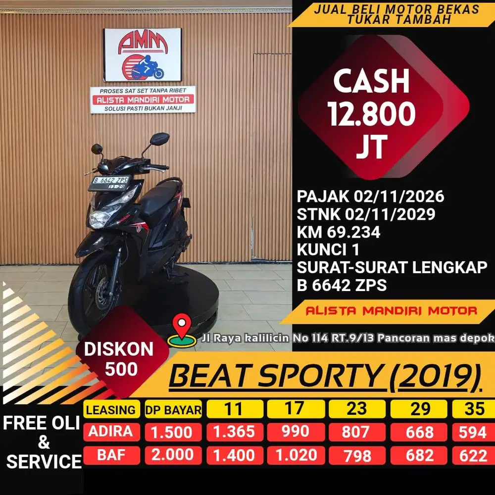 BEAT SPORTY CW 2019 PAJAK HIDUP CC 0% KREDIVO TOKPED SPAYLETTER GOPAY