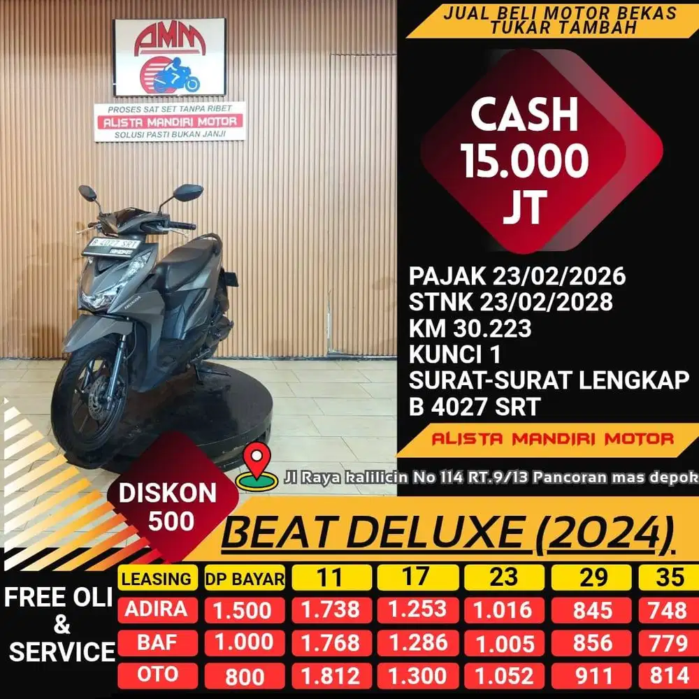 BEAT DELUXE 2023 PAJAK HIDUP DP 800 CC 0% KREDIVO TOKPED SPAYLETTER