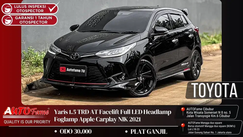 Toyota Yaris 1.5 TRD AT Facelift Full LED Headlamp Foglamp Apple Carpl