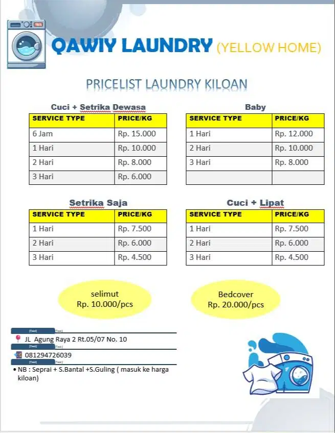 Qawiy Laundry_cuci kiloan&satuan