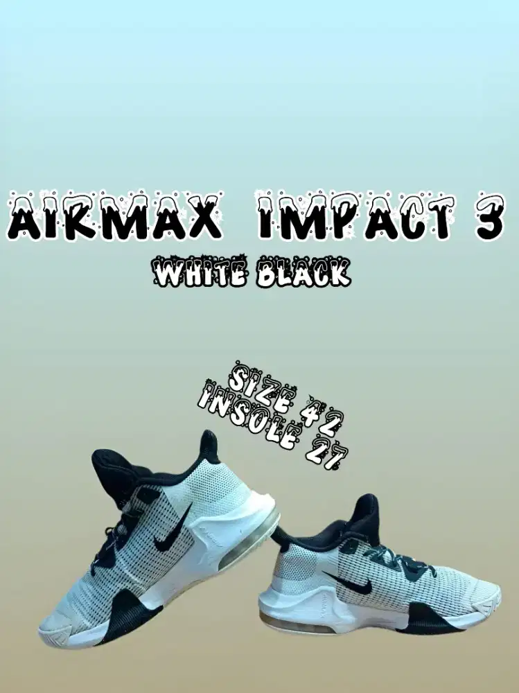Sepatu sneakers casual air max impact 3 size 42 insole 27cm