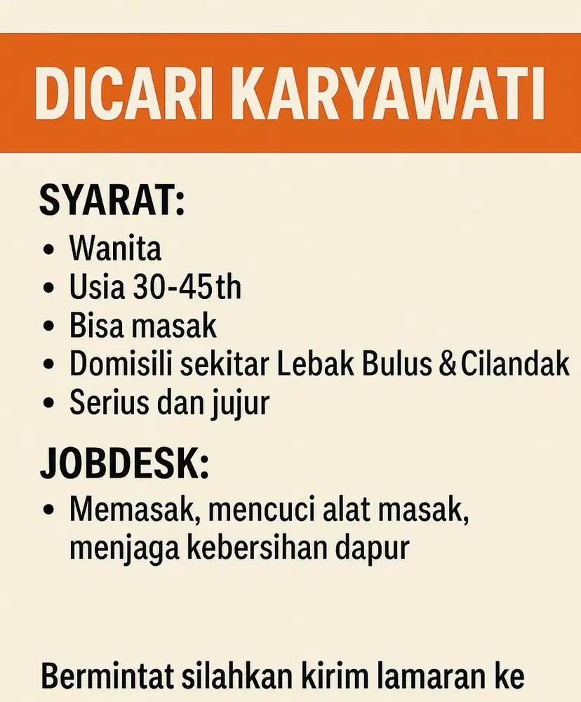 Dicari Karyawati
