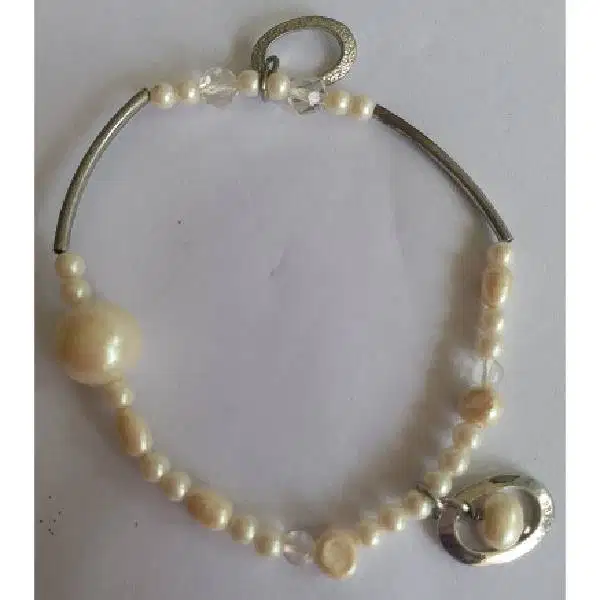 Kuno - Lawas  gelang tangan mutiara putih kombinasi dengan perak