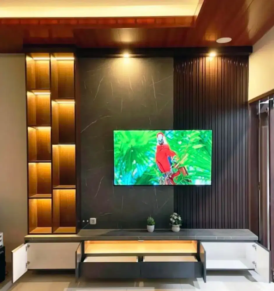 interior desain kitchen set kamar set wardrobe lemari backdrop tv