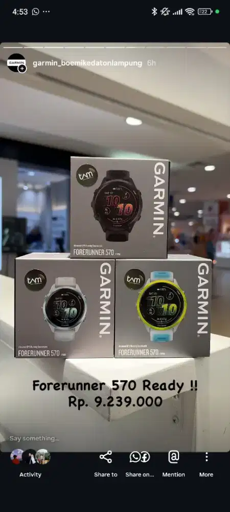 Garmin Forerunner 570 – Ready Semua Warna! Rp 9.239.000