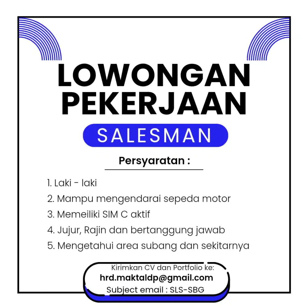 Lowongan pekerjaan Salesman
