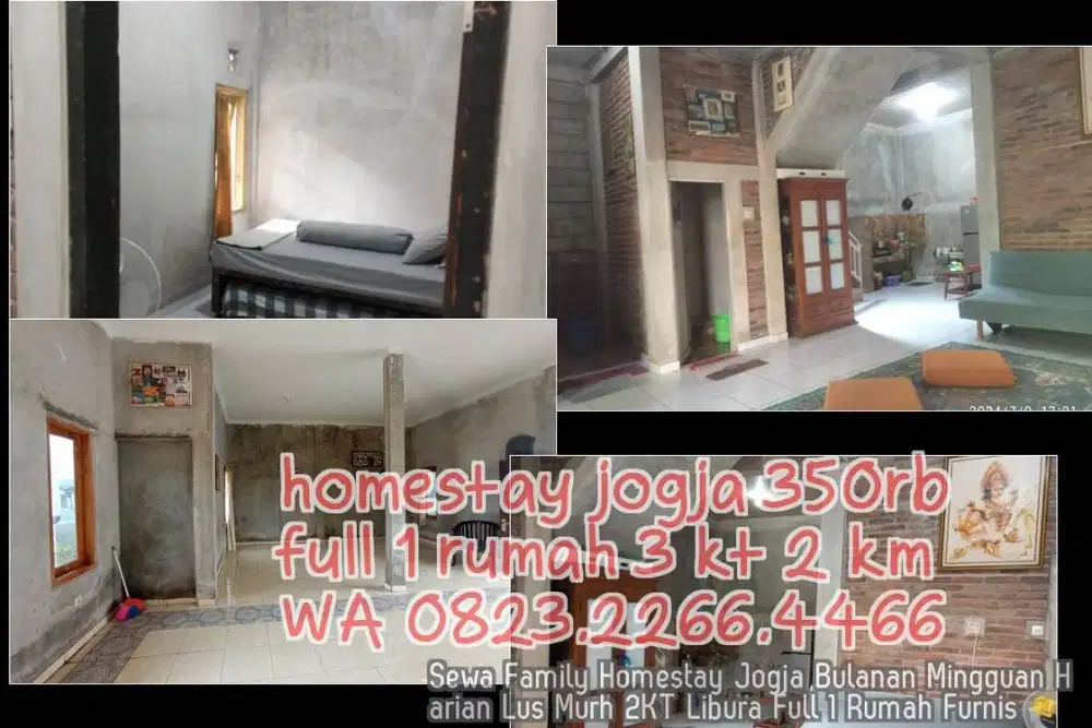Sewa Family Homestay Jogja Bulanan Mingguan Harian Lus Murh 2KT Libura