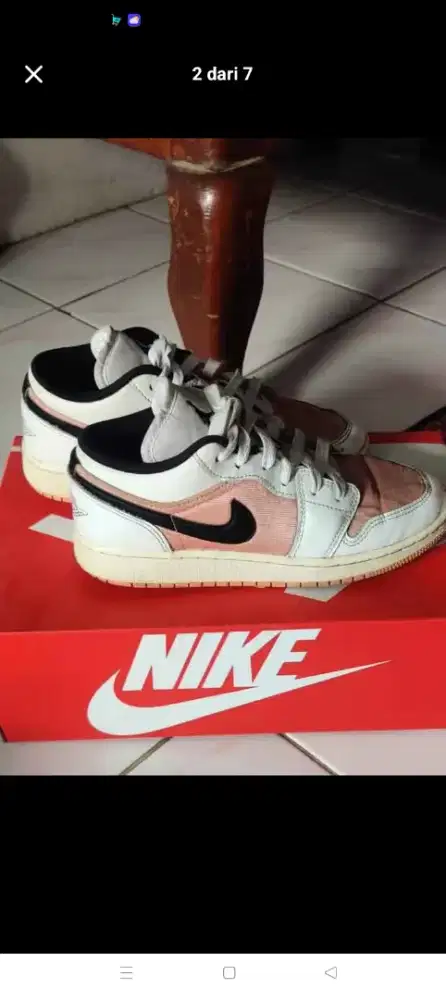 Sepatu Nike air jordan 1 low white light madder root original 100%